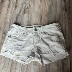 Express Light Gray Distressed Jean Shorts